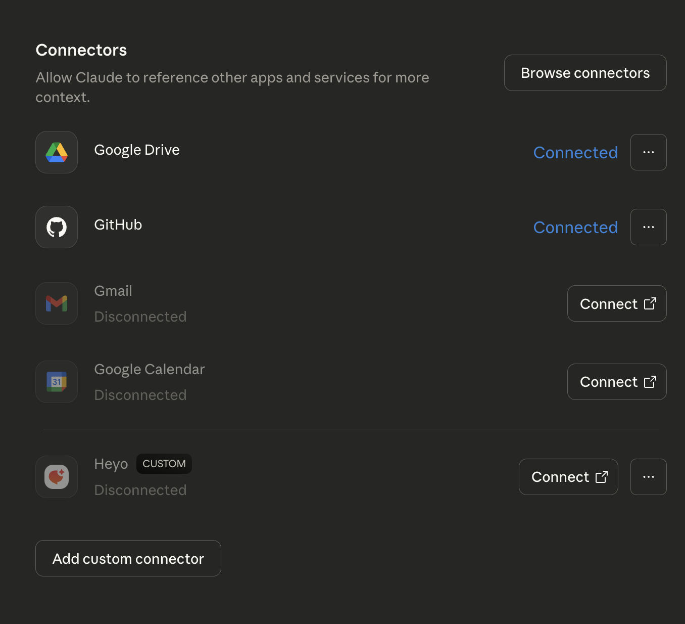 Heyo in Connectors List