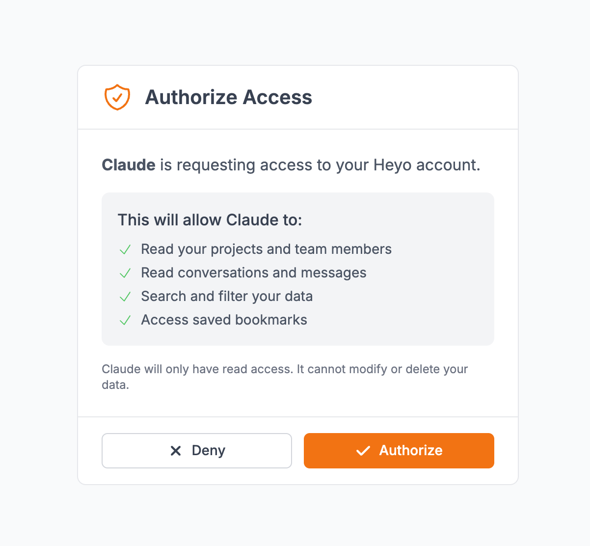 Heyo Authorization Page